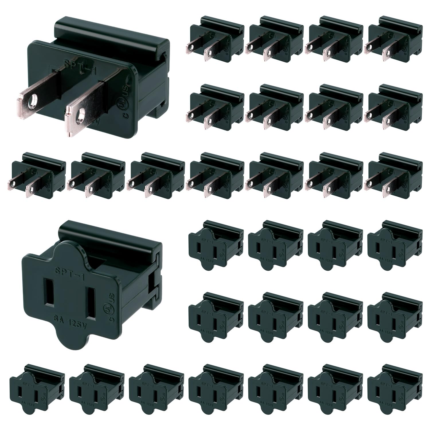 32pcs Holiday Christmas Lighting Outlet Male and Female Green Slip